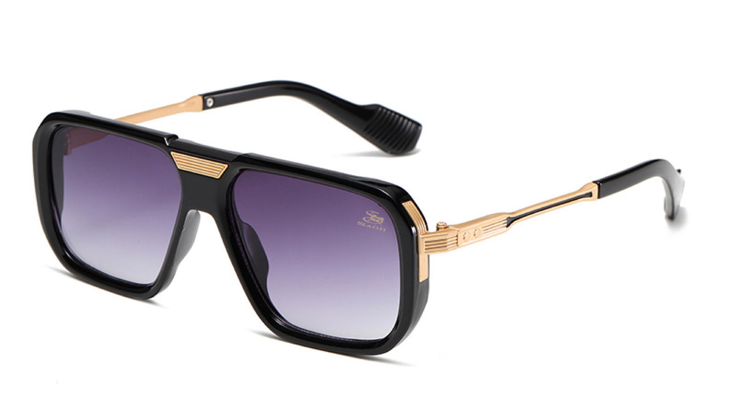 Falcon Retro Aviators in Black/Gold