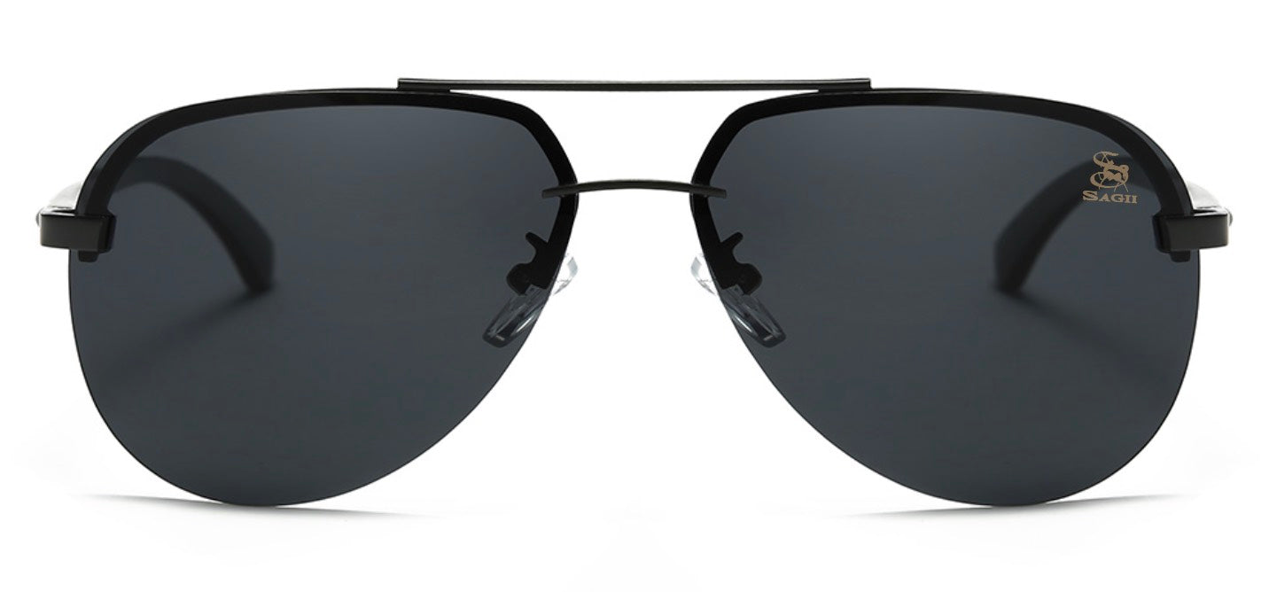 Polarized Rimless Aviator in Black