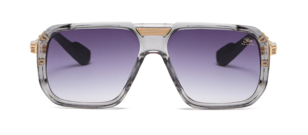 Falcon Retro Aviators in Gray Mist/Gold